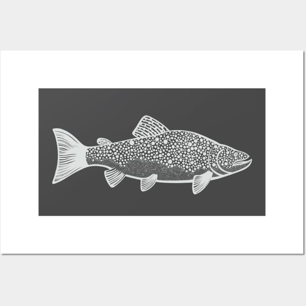 Brown Trout - hand drawn freshwater fish design Wall Art by Green Paladin